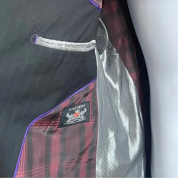 Statement Italy Confidence Blazer Suit Jacket Men's 40R Black - - Picture 8 of 13